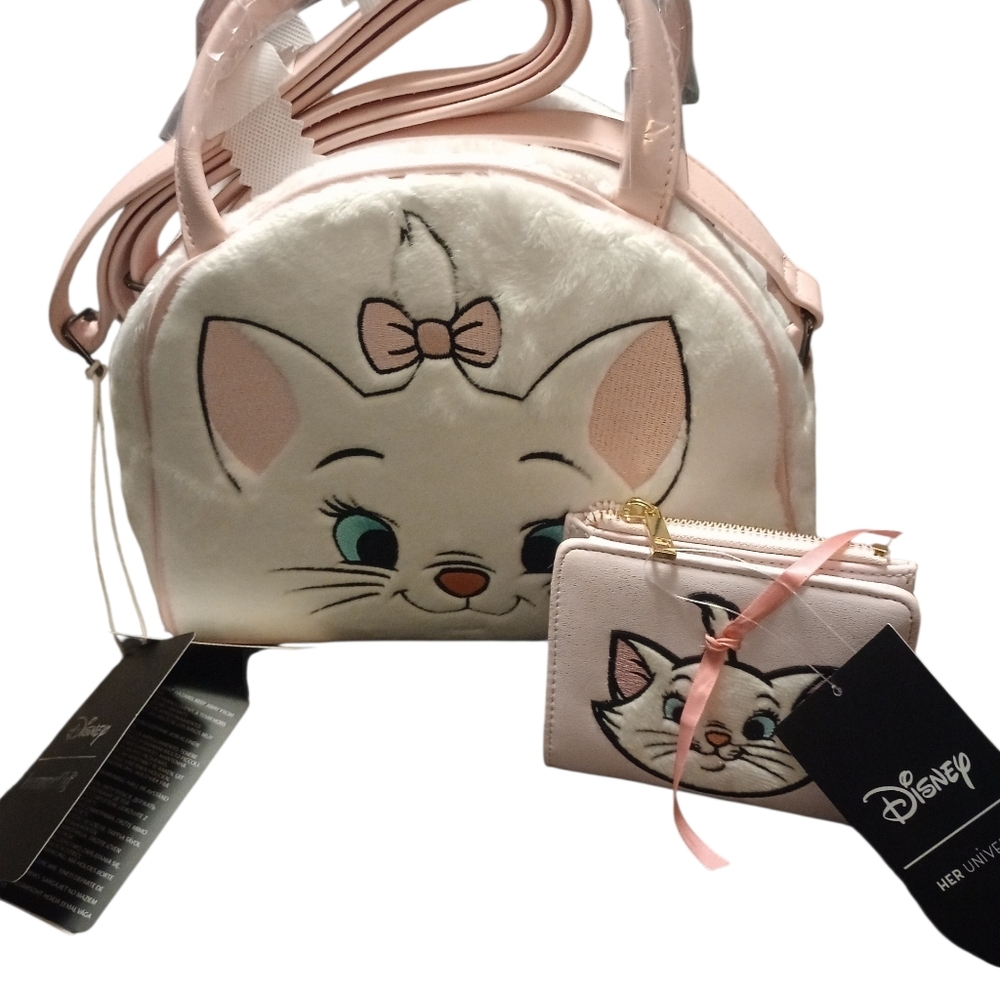 Loungefly Disney  Marie Plush Mini Crossbody with Matching Zip Wallet, NWT
